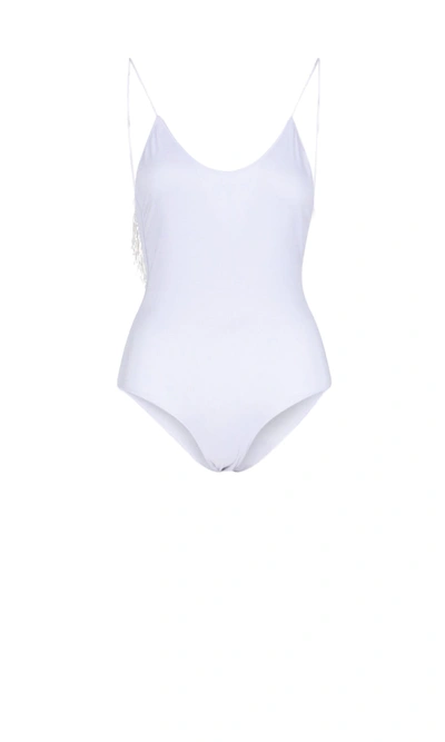 Oseree 20s Pearls One Piece Swimsuit In Gray