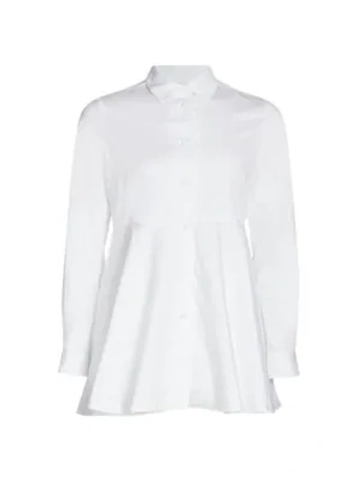 Co Llared Tier Button Top In White