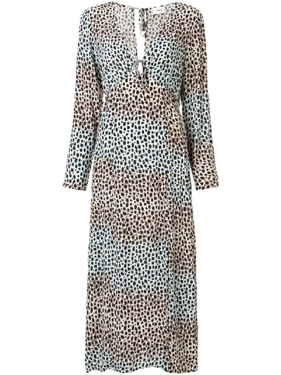 Suboo Amelie Long Sleeve Animal-print Dress In Multicolour