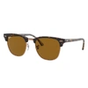 Ray Ban Clubmaster Classic Sunglasses Shiny Havana Frame Brown Lenses 51-21 In Shiny Havana