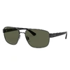 Ray Ban Rb3663 Sunglasses Grey Frame Green Lenses Polarized 60-17 In Gunmetal