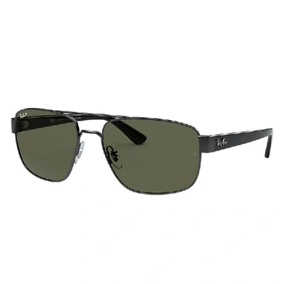 RAY BAN RB3663 SONNENBRILLEN GUNMETAL FASSUNG GRÜN GLAS POLARISIERT 60-17