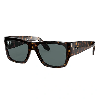 Ray Ban Nomad Sunglasses Shiny Havana Frame Blue Lenses 54-17