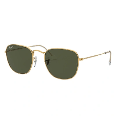 Ray Ban Frank Sunglasses Shiny Gold Frame Green Lenses Polarized 51-20