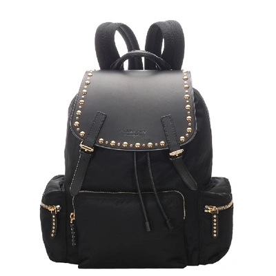 Pre-owned Burberry Black Leaher And Nylon Studded Nylon Backpack