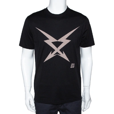 Pre-owned Givenchy Black Cotton Double Cross Arrow Print Crew Neck T Shirt L