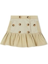 BURBERRY GATHERED COTTON TWILL TRENCH SKIRT