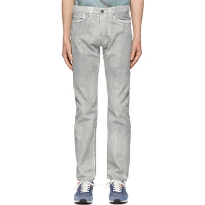 John Elliott The Daze Skinny-fit Paint-splattered Denim Jeans In Gray