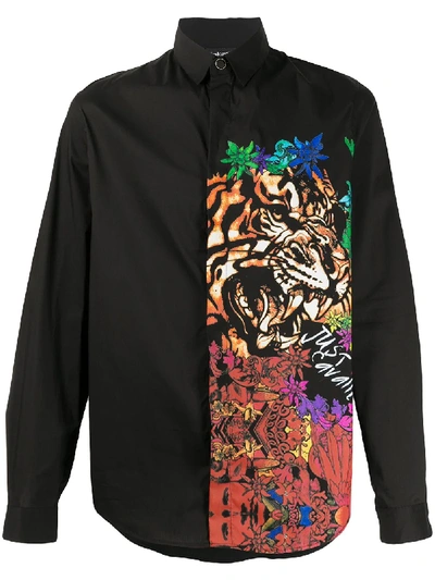 Just Cavalli Tiger Print Shirt In Black