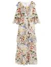 BORGODENOR Margaux Garden-print Silk Dress White