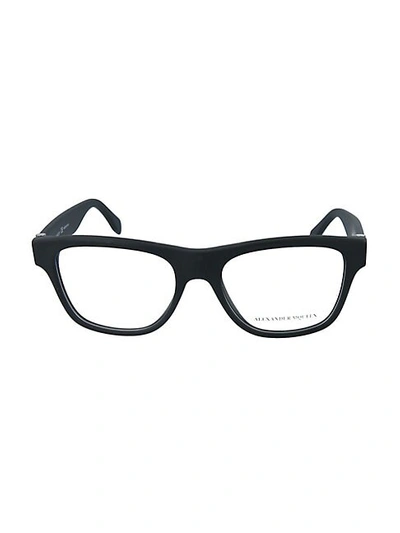Alexander Mcqueen 52mm Rectangular Core Optical Glasses In Black