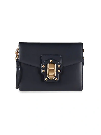 Dolce & Gabbana Buckle Leather Shoulder Bag In Dark Blue