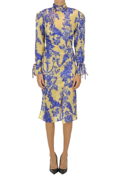 Acne Studios Deera Floral-print Silk-blend Dress In Floral-print Midi Dress