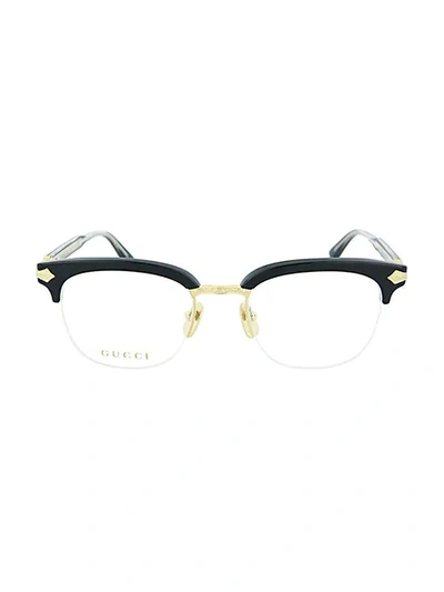 Gucci Novelty 50mm Semi-rimless Optical Glasses In Black Gold