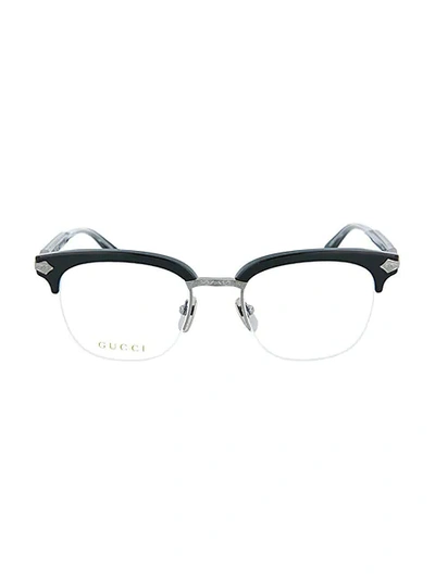 Gucci Novelty 50mm Semi-rimless Optical Glasses In Black Ruthenium