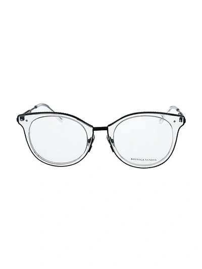 Bottega Veneta Novelty 50mm Round Optical Glasses In Crystal Blue