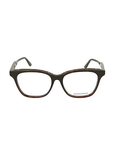 Bottega Veneta 53mm Square Optical Glasses In Brown Transparent