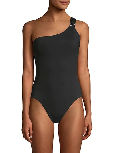 Amoressa By Miraclesuit Eclipse Gemini One-shoulder One-piece Swimsuit In Black