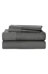 Michael Aram Striated Band 400 Thread Count Fitted Sheet In Charcoal