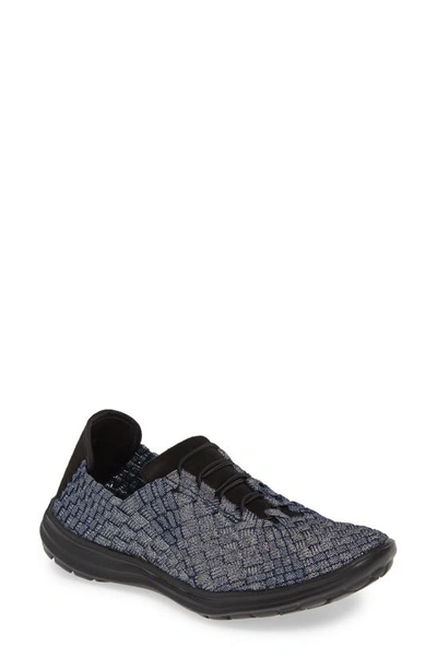 Bernie Mev 'victoria' Woven Elastic Trainer In Navy Shimmer Fabric