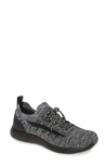 Traq By Alegria Synq Knit Sneaker In Black Leather