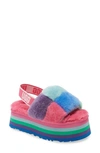 Ugg Disco Check Genuine Shearling Slingback Platform Slipper In Pride Stripes