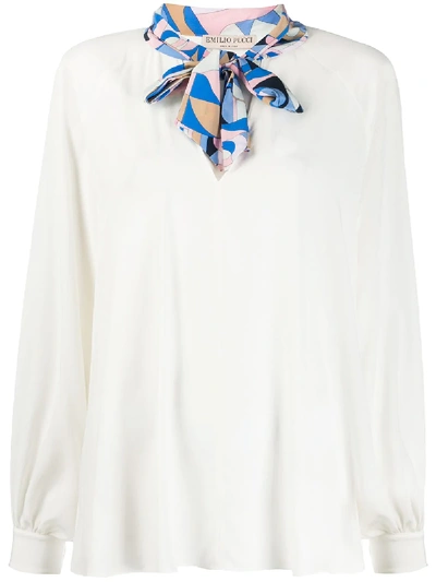 Pucci Sirens Song Bow Blouse In White