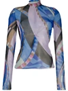EMILIO PUCCI SHEER ABSTRACT-PRINT TOP