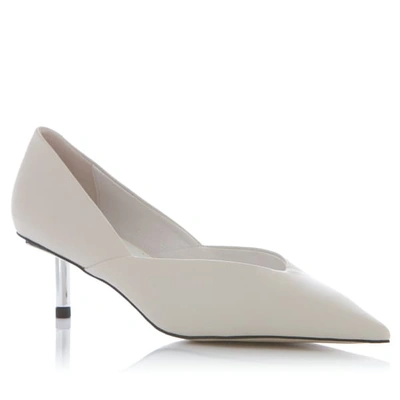 Nissa White Kitten-heel Leather Shoes