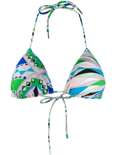 Emilio Pucci Abstract Print Bikini Top In Green