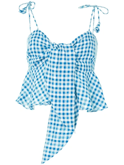 Bambah Gingham Print Cropped Top In Blue