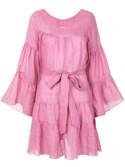 Bambah Tiered Mini Dress In Pink