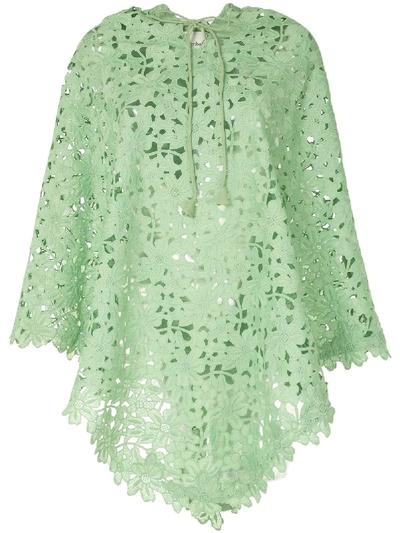 Bambah Lace Crochet Poncho In Green