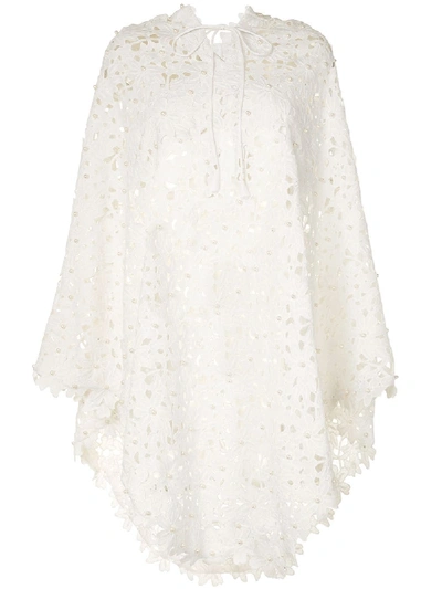 Bambah Lace Crochet Poncho In White