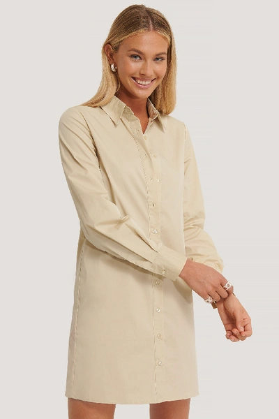 Afj X Na-kd Shirt Dress Beige In Creme