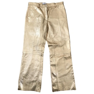 Pre-owned Sandro Spring Summer 2020 Gold Leather Trousers