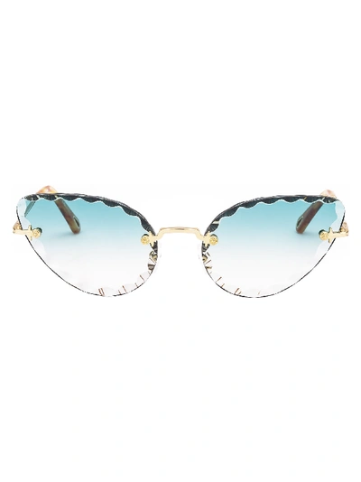 Chloé Sunglasses In Gold Gradient Turquoise