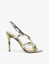 Ted Baker Theanaa Snakeskin-embossed Leather Heeled Sandals In Brt-yellow