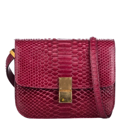 Pre-owned Celine Red Python Leather Small Classic Box Bag
