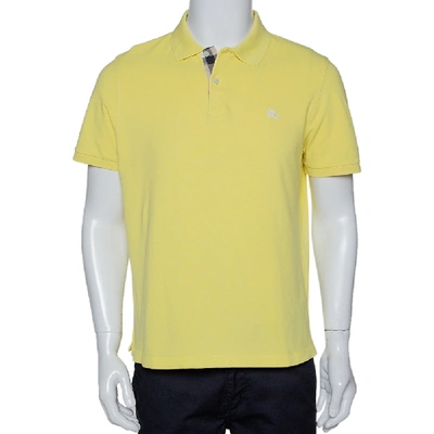 Pre-owned Burberry Yellow Logo Embroidred Cotton Pique Polo T-shirt Xl