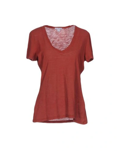 James Perse T-shirt In Brick Red