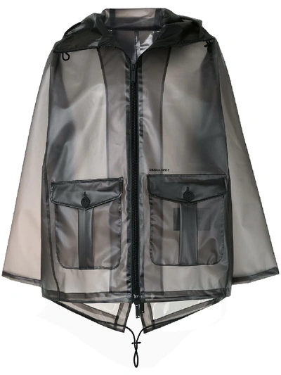 Dsquared2 Transparent Short Parka In Black