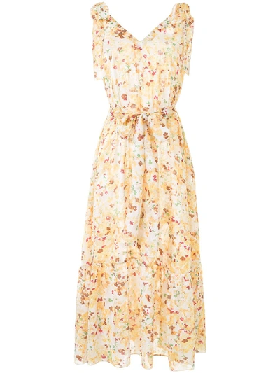 Bambah Triangle Floral Print Maxi Dress In Yellow