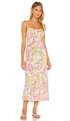 Astr Charisma Tie Back Sleeveless Midi Dress In Pink & Yellow Tie Dye