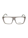 SAINT LAURENT 57MM SQUARE TRANSPARENT OPTICAL GLASSES,0400012767891