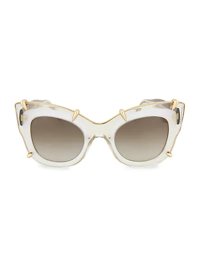 Pomellato 48mm Squared Cat Eye Sunglasses In Beige