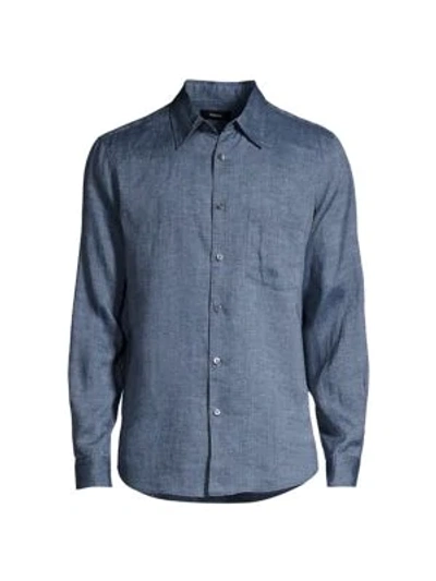 Theory Men's Irving Standard-fit Linen Shirt In Chambray