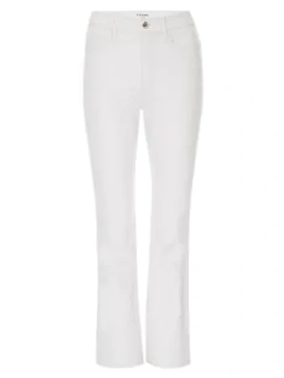Frame Le Crop Mid-rise Leather Bootcut Pants In Blanc