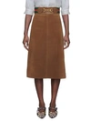 GUCCI SUEDE SKIRT WITH WEB & HORSEBIT