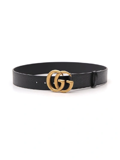 Gucci Gg Signature Buckle Belt In Black